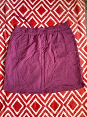Moteepi Plum Elastic-Waist Pocket Skort